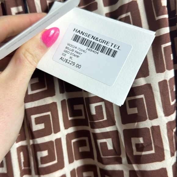 NWT Hansen & Gretel Bille Pant Geo Stamp Brown Wide Leg Size XL - Picture 10 of 16